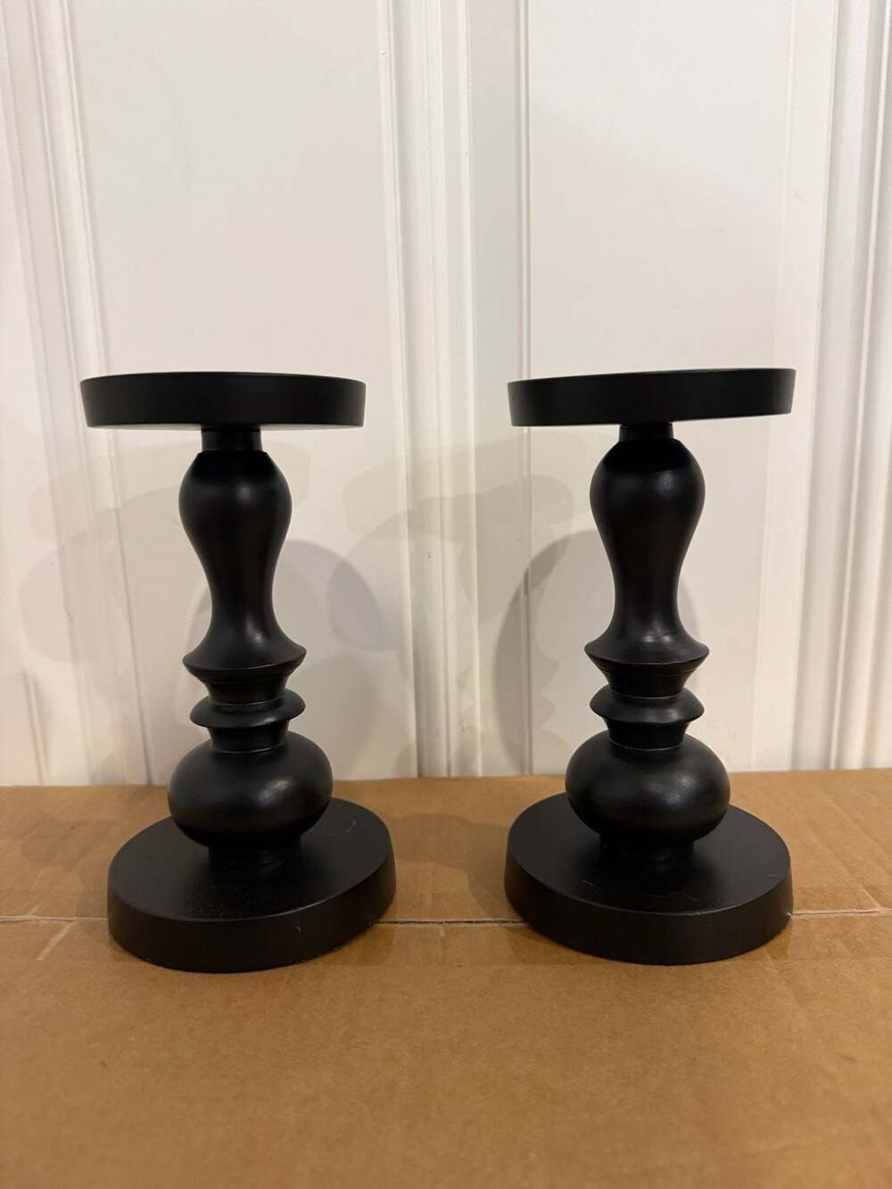 Lark Manor Wanda 11.5" H Wood Tabletop Candle Holders Set of 2